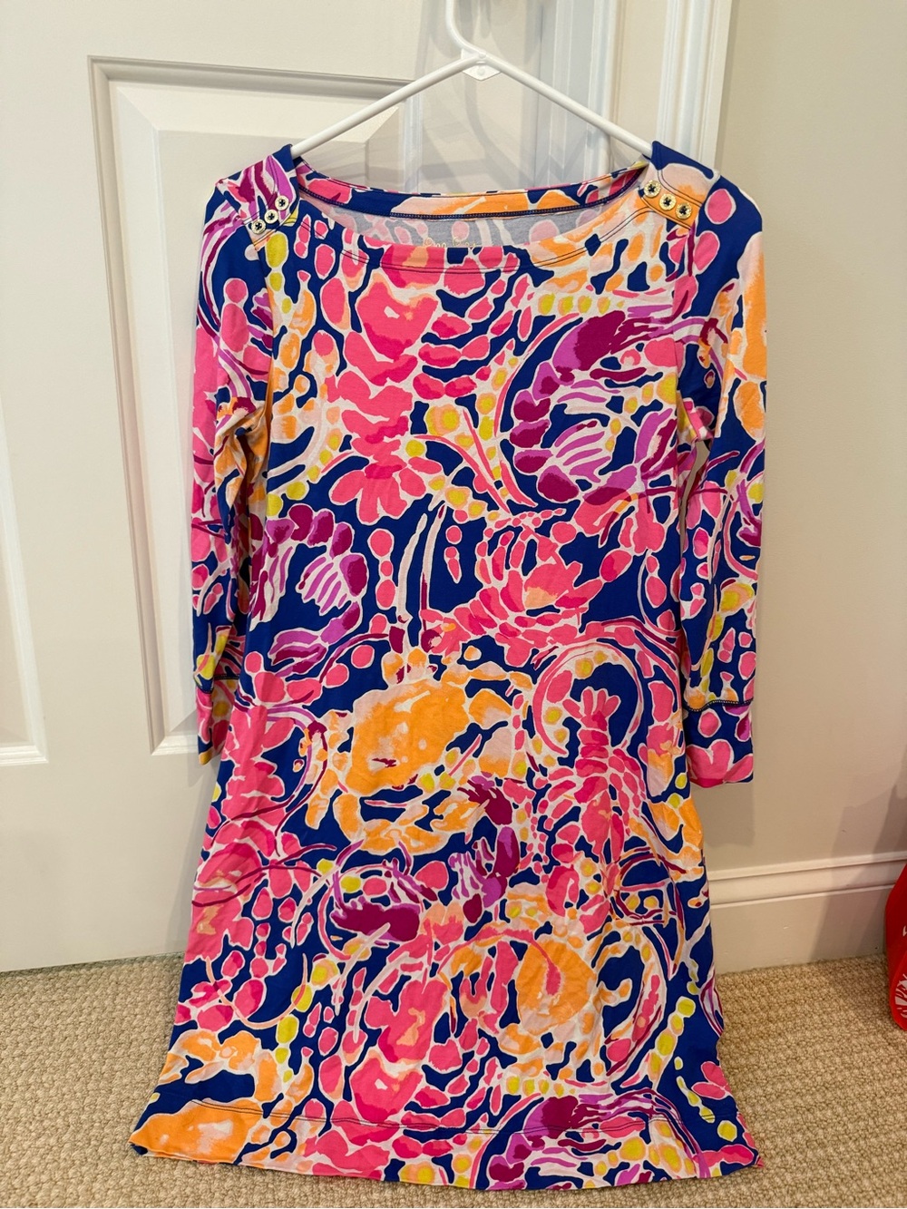 Lilly Pulitzer Pink, Blue & Yellow Floral Long Sleeve Dress